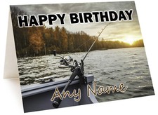 Personalised Fishing Birthday Card - ANY RELATIVE FAMILY FRIEND NAME