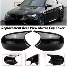 2x Gloss Black Rear Wing Mirror Cover Caps For BMW E81 E87 E90 E92 E93 LCI 08-13