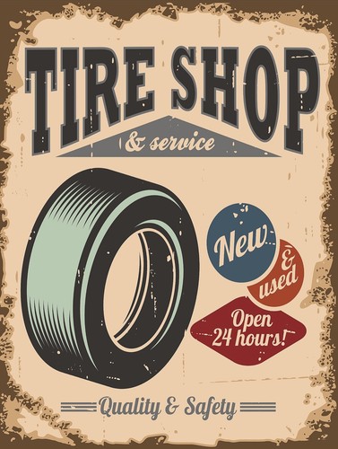 Tyre shop and service retro - service,,