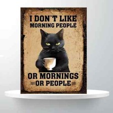 Coffee cat metal wall sign i