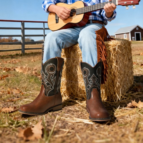Kids pull western boots - pull,