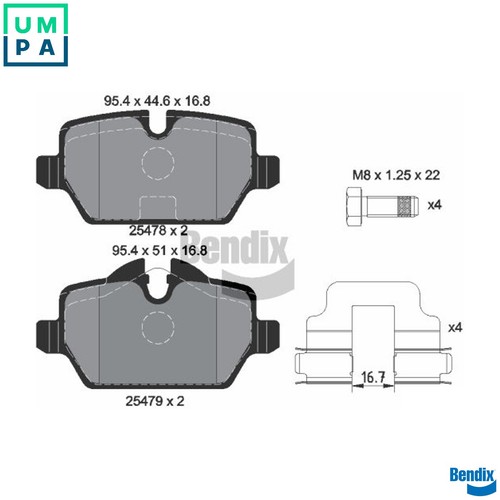 Brake pad set disc - set,