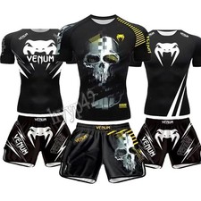 Kids Boys Girl Boxing UFC MMA Shirt Shorts Kit Training T-Shirts Sets