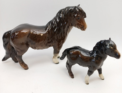 Beswick shetland pony and - pony, foal