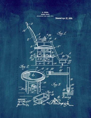 Barber chair patent print - barber's,