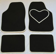 BLACK CAR MATS WHITE HEART