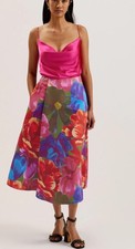 Ted Baker Midi Skirt Womens TB 1 UK 8 Joralee Floral Print Lined & Pocket NEW