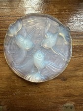 Verlys France Art Deco Opalescent Glass China Fish Trivet Coaster