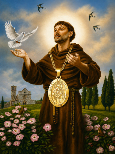 Saint francis 18k gold plated - 18k,