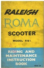 RALEIGH ROMA MODEL RS1 SCOOTER ORIG. OWNERS INSTRUCTION & MAINTENANCE HANDBOOK