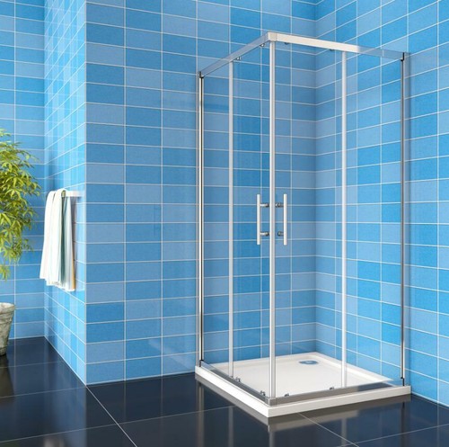 Corner entry shower - entry, enclosure