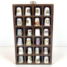 Vintage Wooden Thimble Display
