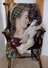 Jacquard woven tapestry throw - fringed - Angel with Dove of Peace
