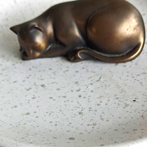 Sleeping cat cold cast bronze - cat,