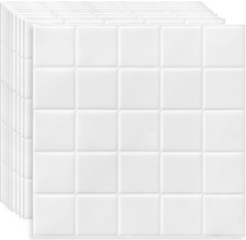 DEWOO 10 White Peel and Stick on Splashback Subway Square Self Adhesive White