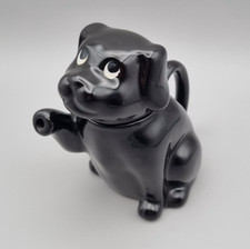Vintage Ceramic Dog Creamer Milk Jug Porcelain Animal Retro Collectible Black