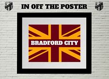 Bradford City Union Jack Flag Football Wall Art. Size A3 Print Only