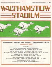 1986 WALTHAMSTOW STADIUM GREYHOUND RACE CARD 28.01.86 (CLOSED 2008) RARE NR MINT