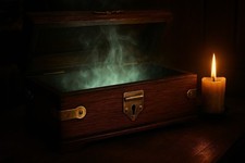 Antique Brass & Oak Box Polished Gothic Lockbox Haunted Vibe Humidor Paranormal