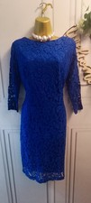 Roman Size 14 Royal Blue Lace Knee Length 3/4 Length Sleeves Cocktail Dress