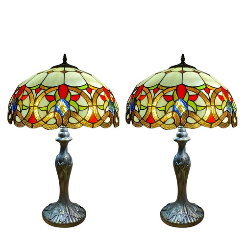 Pair tiffany table lamps - pair,