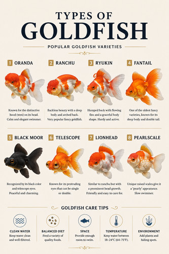Types goldfish wall - of,
