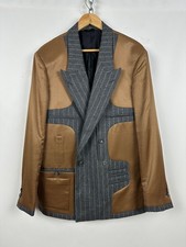 Men's Fendi Double Breasted Wool/Silk Striped Blazer Jacket Size 50