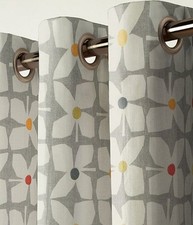Next Grey Vintage/Retro Floral  Eyelet Blackout CURTAINS PAIR 167Wx137 CM DROP