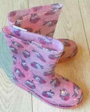 Wellington Boots Kids Wellies Girls Unicorn Children's Pink Patterned UK2 NEW