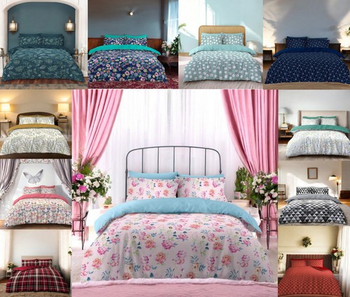 Floral butterflies check duvet - check,