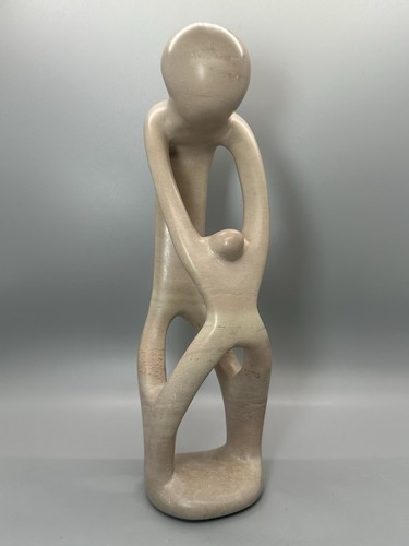 Soapstone mother children - &,