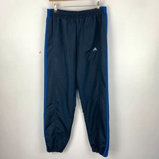 Y2K Adidas Joggers Mens Medium 40/42 Navy Blue Track Suit Trousers Soft Shell