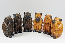 Wooden set of three 3 wise monkeys 6" Ornament see hear speak no evil