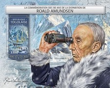 ROALD AMUNDSEN South Pole / Polar Explorer / Fram Ship Stamp Sheet (2018 Togo)