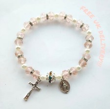 Crystal rhinestone pink rosary - pink,