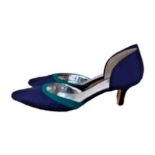 Jacques Vert Blue Satin Shoes Heeled Pointed Toe Size 6 Charity Sale