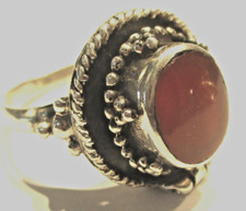 STERLING SILVER CARNELIAN  GOTHIC HIDDEN COMPARTMENT LOCKET POISON RING  O 1/2