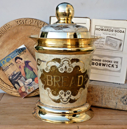 Brass bread bin storage - bread,
