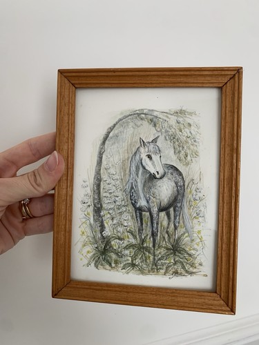 Vintage signed original - signed, horse