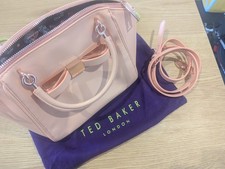 Ted Baker Beige Metal Bow Mini Bowler Leather Bag with Storage Bag