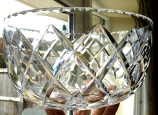 Cut Glass Bowl Trifle Dish. Fruit Display. 8" x 4"  Diamond Cut. Star Base. VGC
