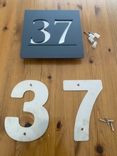 37 House numbers  large 6” Arial Bold brushed stainless steel Number