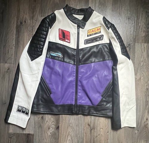 Faux leather motorbike jacket - faux,