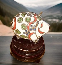 CLOISONNE ENAMEL PIG FIGURINE