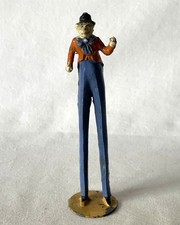 Vintage ~12cm Painted Lead Circus Toy Clown Stilt Walker Britains Era Charbens