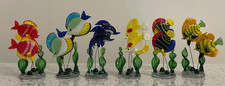 6 vintage Miniature Glass Fish Dolphin Murano Style fish tank aquarium figurines