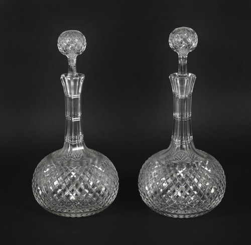 Antique pair etched - etched, glass