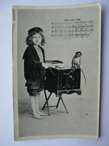 Child with barrel organ - organ, &
