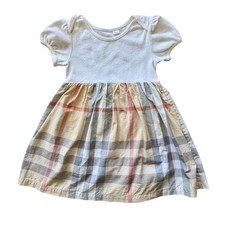 BURBERRY Baby Cherry Checked Dress Girls 24 Mos Plaid Skirt Bodysuit Puff Sleeve