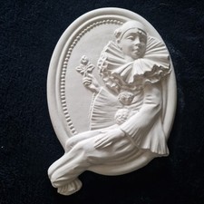 RARE Vtg 50s Nouveau Plaster Wall Art Plaque French Pierrot Chalkware Read